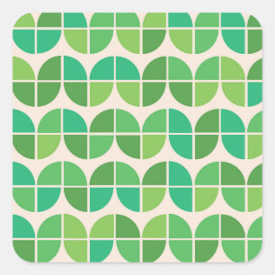 Sticker Carré Motif Moderne du Milieu du Siècle avec du vert géo