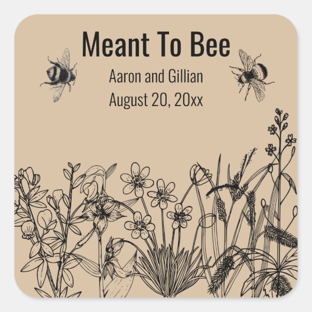 Sticker Carré Motif modifiable pour être Miel d'abeille Faveurs  (Devant)