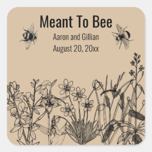 Sticker Carré Motif modifiable pour être Miel d'abeille Faveurs