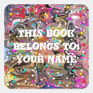 Sticker Carré Motif multicolore avec étoiles