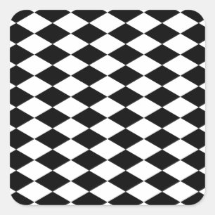 Sticker Carré Motif noir et blanc classique de diamant