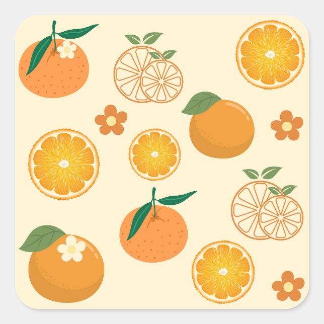 Sticker Carré Motif Oranges (Devant)