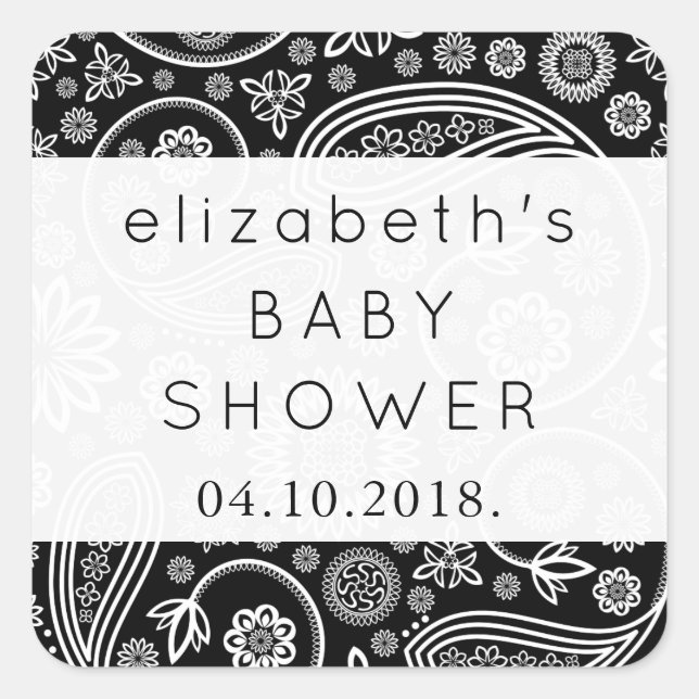 Sticker Carré Motif Paisley, Persian Paisley, Baby shower (Devant)