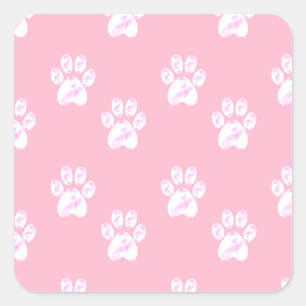 Sticker Carré Motif pâle blanc mignon sur rose