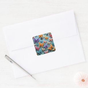 Sticker Carré Motif papillon Origami