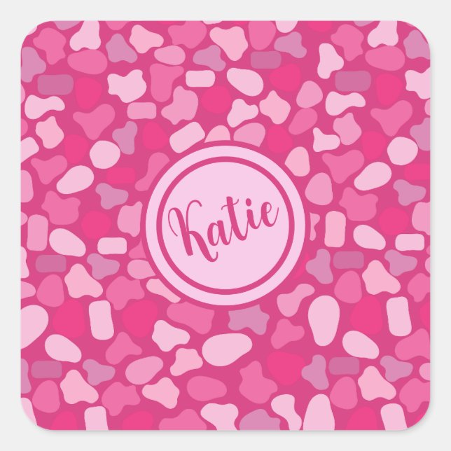 Sticker Carré Motif Pierre Rose- (Devant)