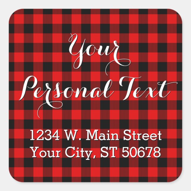 Sticker Carré Motif Plaid personnalisé rouge noir pays (Devant)