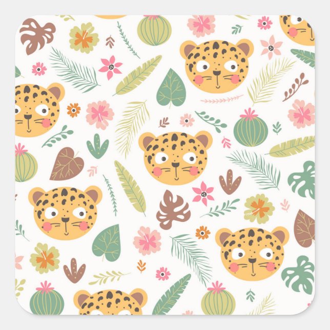Sticker Carré Motif Plante de Leopard Head Tropical (Devant)