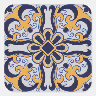 Sticker Carré Motif portugais de tuile