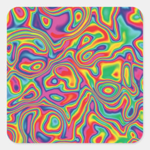 Sticker Carré Motif psychédélique d'huile arc-en-ciel