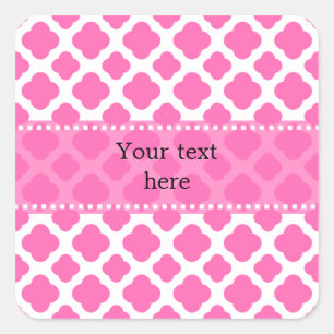 Sticker Carré Motif Quatrefoil rose chaud