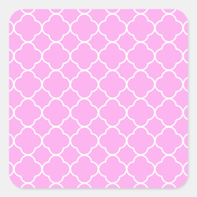 Sticker Carré Motif Quatrefoil Rose Et Blanc (Devant)