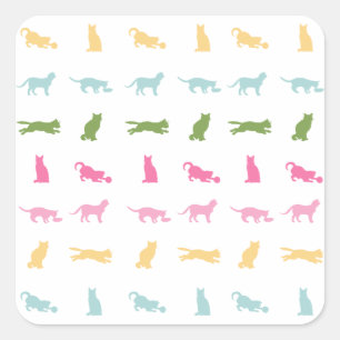 Sticker Carré Motif Rainbow Cat