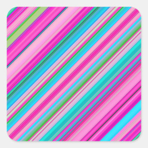 Sticker Carré Motif rayures couleurs arc-en-ciel vives-21056