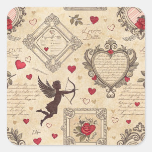 Sticker Carré Motif romantique de vintage Cupid (8)