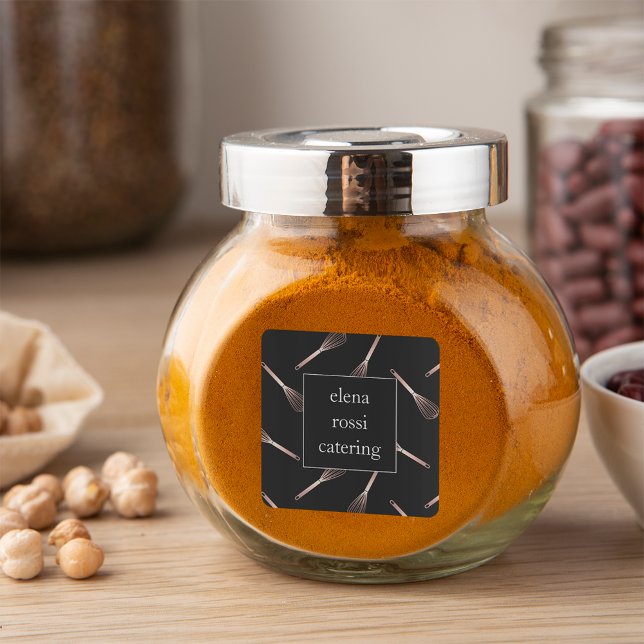 Sticker Carré Motif rose Gold Whisk | Chef Caterer Baker (Créateur téléchargé)