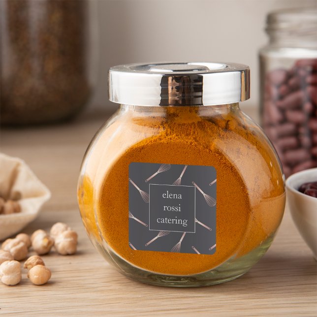 Sticker Carré Motif rose Gold Whisk | Chef Caterer Baker (Créateur téléchargé)