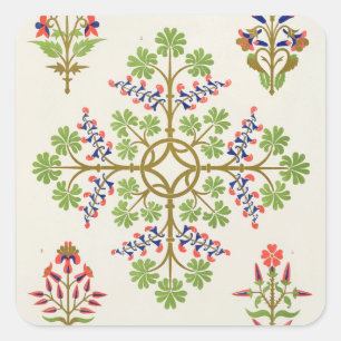 Sticker Carré Motif rose motif papier peint design, imprimé par