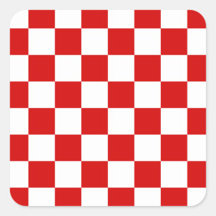 Sticker Carré Motif rouge et blanc Checker