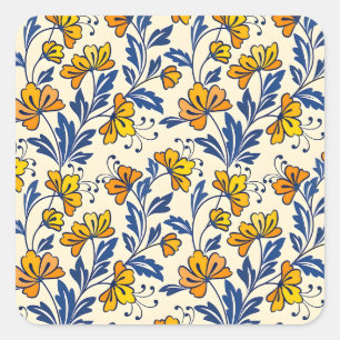 Sticker Carré Motif sans couture époustouflant de fleurs et de f