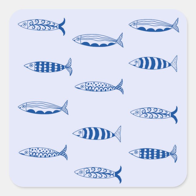 Sticker Carré Motif Sardines (Devant)