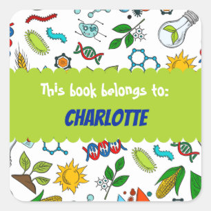 Sticker Carré Motif scientifique de l'école coloré Squar personn