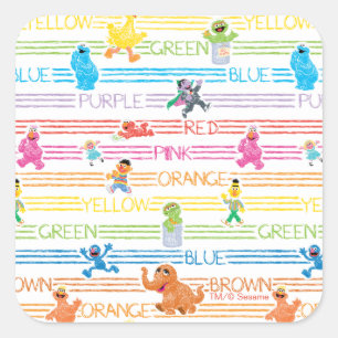 Sticker Carré Motif Sesame Pals couleur arc-en-ciel