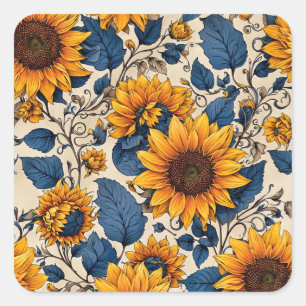 Sticker Carré Motif Tournesol Radieux 