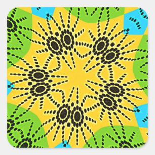 Sticker Carré Motif traditionnel élégant d'araignée inspiré de l