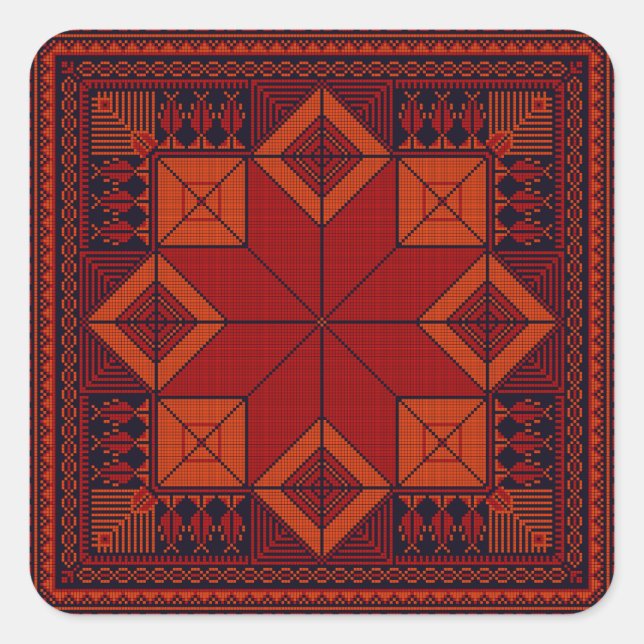 Sticker Carré Motif traditionnel Palestine broderie tatreez (Devant)