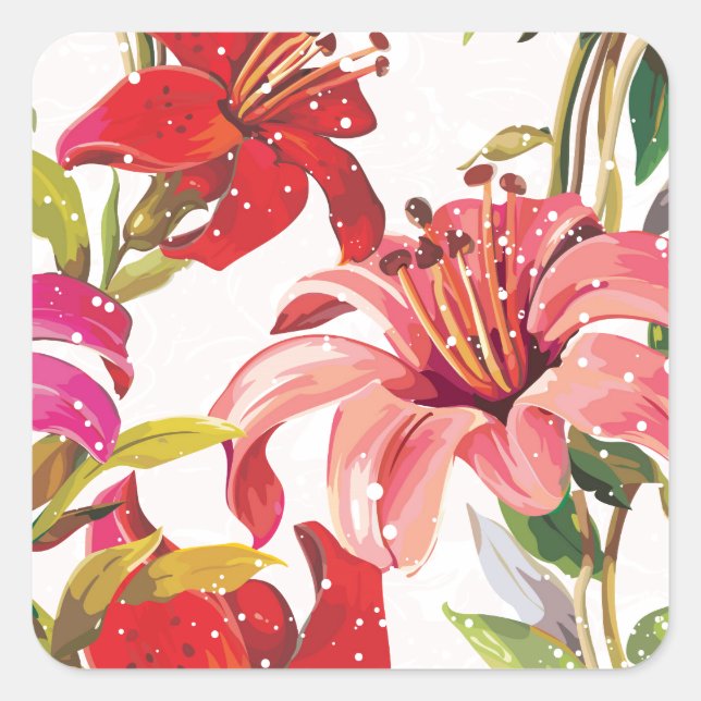 Sticker Carré Motif transparent avec Lily (Devant)