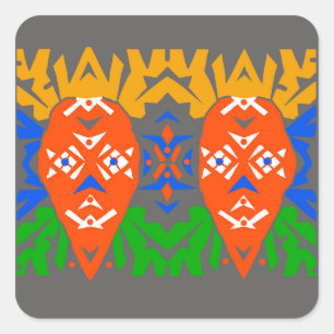 Sticker Carré Motif tribal abstrait