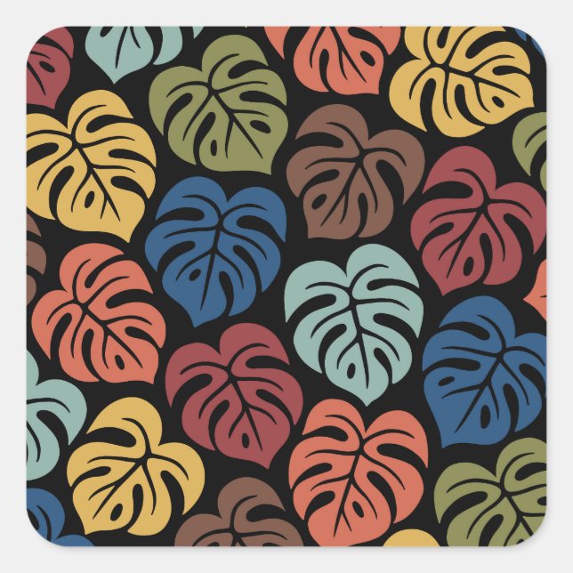 Sticker Carré Motif tropical Monstera (Devant)