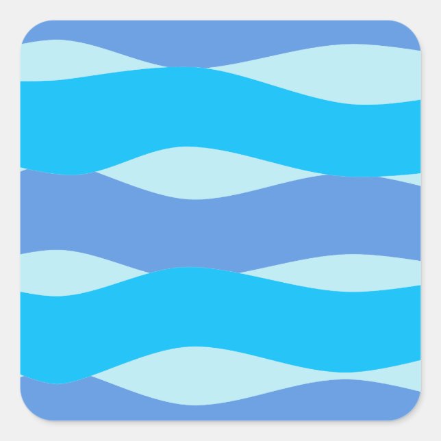 Sticker Carré Motif Vagues Bleues (Devant)