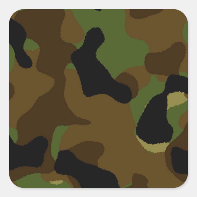 Sticker Carré Motif vert militaire de camouflage de Camo d'armée (Devant)