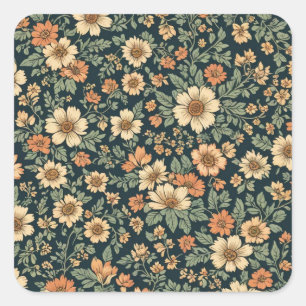 Sticker Carré Motif vintage floral