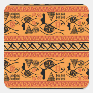 Sticker Carré Motif Vintage Tribal Égyptien À Rayures.