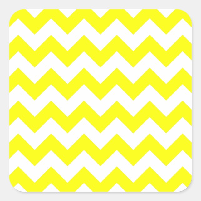 Sticker Carré Motif Zigzag blanc et jaune (Devant)