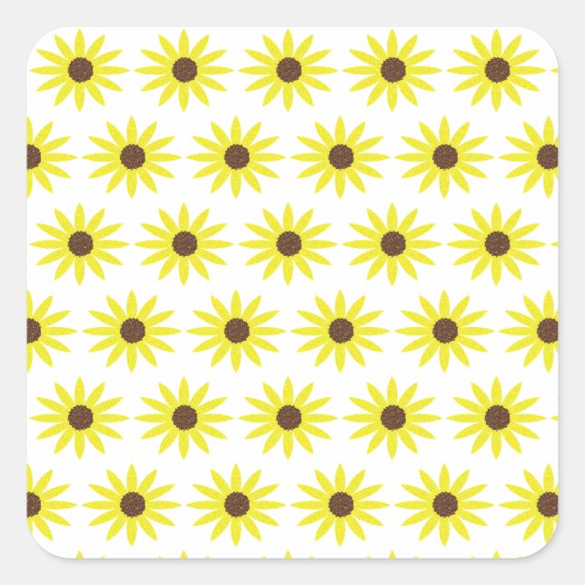 Sticker Carré Motifs de tournesol floraux Fleurs jaunes dorées (Devant)