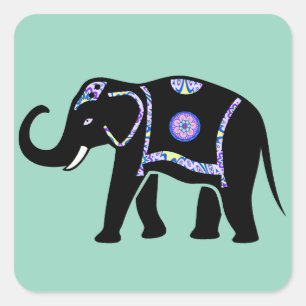 Sticker Carré Motifs décoratifs abstraits d'éléphant animal
