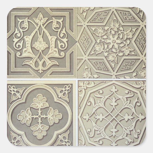 Sticker Carré Motifs en mosaïque arabe (litho couleur) (Devant)