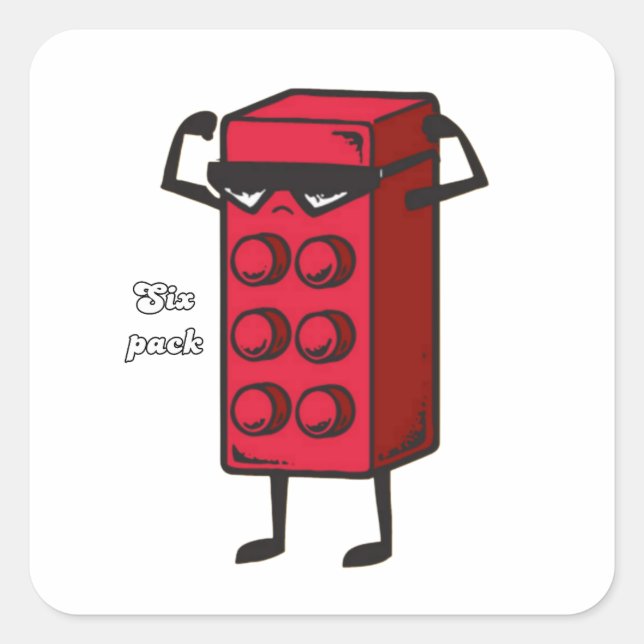 Sticker Carré Motivation de six pack (Devant)