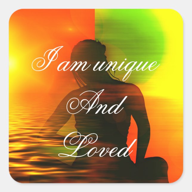 Sticker Carré Motivation positive de l'affirmation sur l'estime  (Devant)