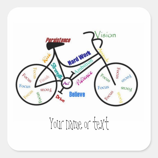 Sticker Carré Motivational Bike, Vélo, Cyclisme, Sport, Hobby (Devant)