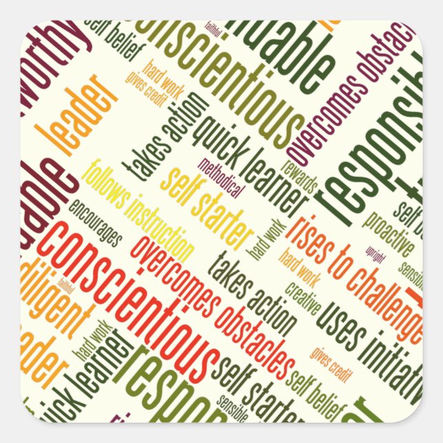 Sticker Carré Motivational Les mots encouragent les résultats po (Devant)