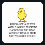 STICKER CARRÉ MOTIVATIONS DE POULET<br><div class="desc">cool,  bande dessinée,  mignonette,  sport vintage,  couple,  amour,  drôle,  science,  rétro</div>