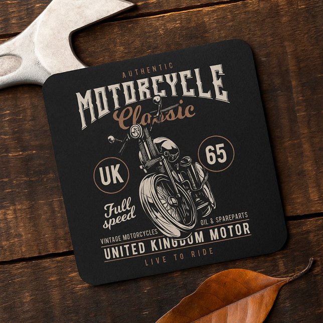 Sticker Carré Moto Classique Authentique (Créateur téléchargé)