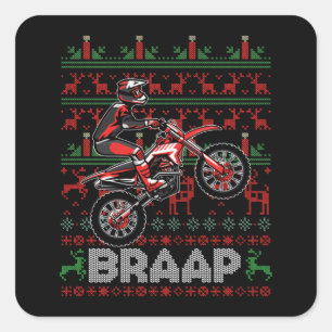 Sticker Carré Moto de Noël Motocross Braap Vélo droit