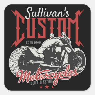 Sticker Carré Moto personnalisé Big Bad Bike Bike Garage