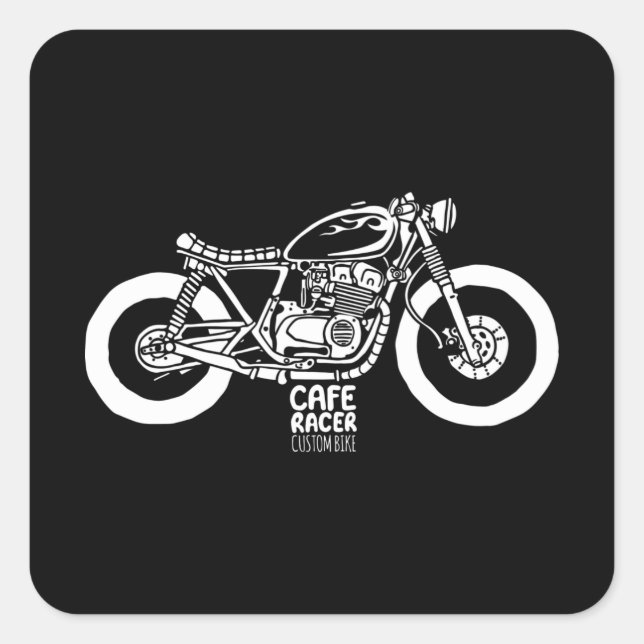 Sticker Carré Moto vintage Cafe racer (Devant)